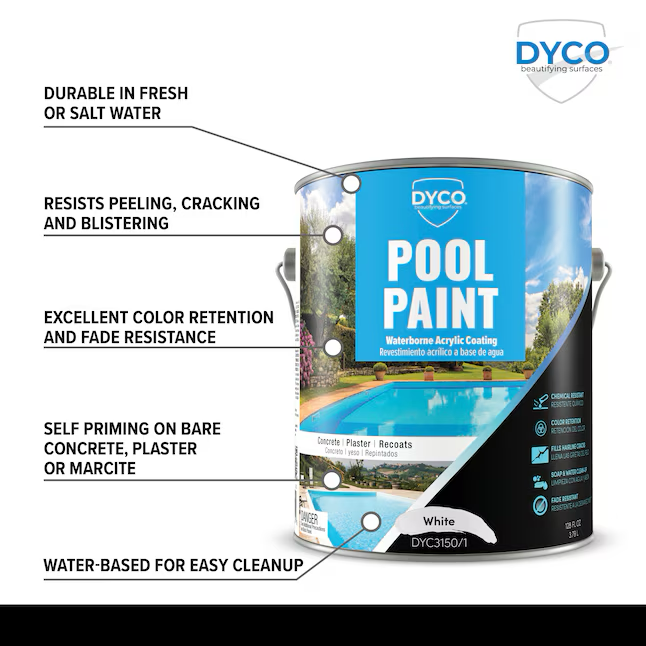 Dyco Paints Poolfarbe, halbglänzende Acrylbeschichtung, Poolfarbe auf Wasserbasis (1 Gallone)