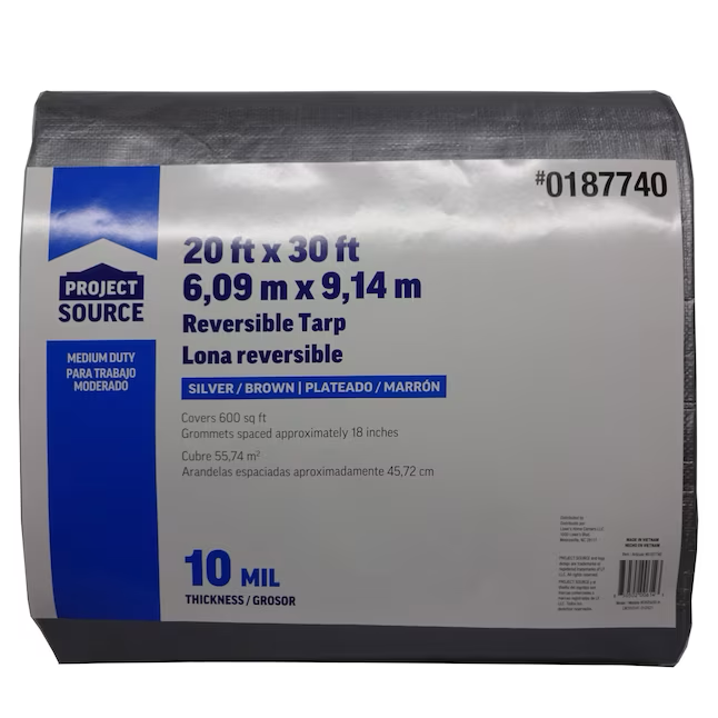 Project Source 30-ft x 20-ft Silver Waterproof Standard Polyethylene 10-mil Tarp