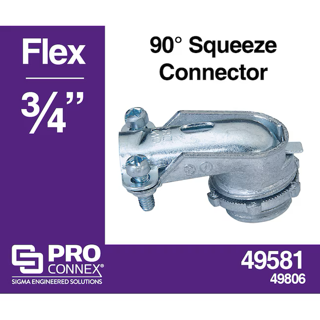 Conector de compresión de zinc fundido a presión flexible de 90 grados y 3/4 pulg. de Sigma ProConnex