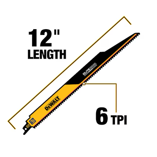 Hoja de sierra alternativa de demolición DEWALT Elite de 12 pulgadas y 6 Tpi