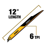 Hoja de sierra alternativa de demolición DEWALT Elite de 12 pulgadas y 6 Tpi