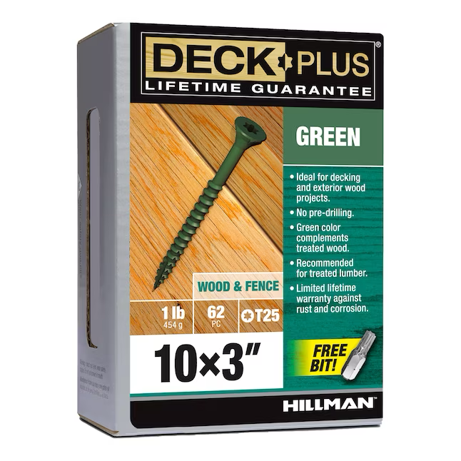 Deck Plus Tornillos para terrazas de madera a madera #10 x 3 pulgadas (62 por caja)