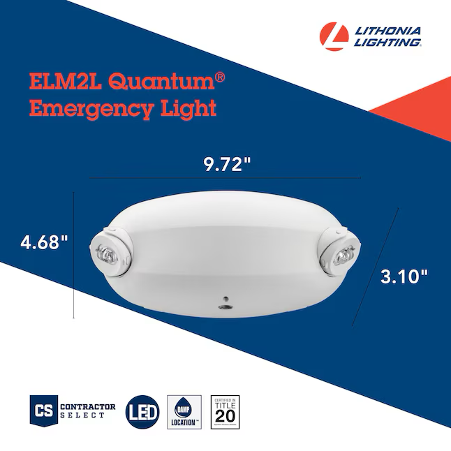 Lithonia Lighting Quantum Luz de emergencia cableada blanca LED de 0,36 vatios, 120/277 voltios