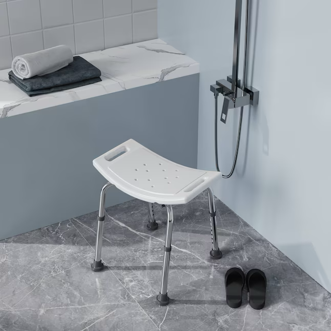 Project Source White Shower and Bath Stool