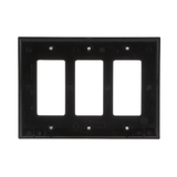 Eaton 3-Gang Midsize Black Polycarbonate Indoor Decorator Wall Plate