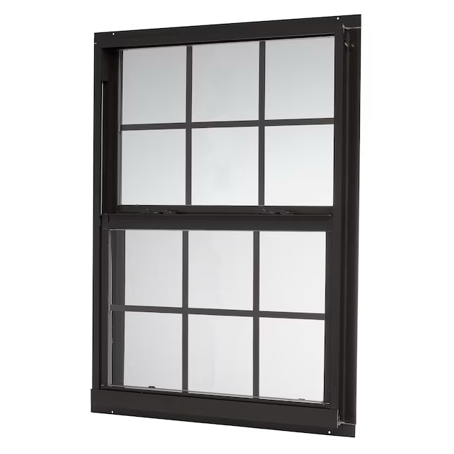 RELIABILT 46000 Series New Construction Black Aluminum Low-e Single Hung Window with Grids Half Screen Included