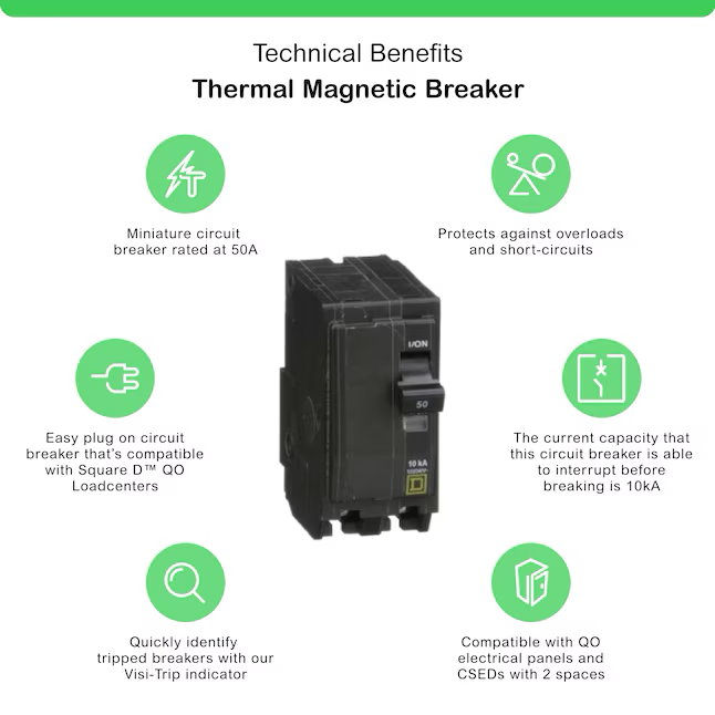 Square D QO 50-amp 2-Pole Standard Trip Circuit Breaker