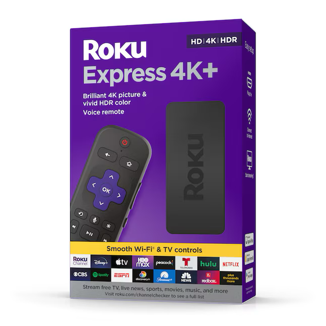 Dispositivo de transmisión inteligente Roku Express 4K+ 4K/HD/HDR con control remoto incluido