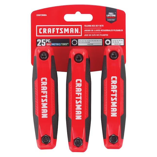 CRAFTSMAN Juego de llaves hexagonales combinadas estándar (Sae) y métricas de 25 llaves