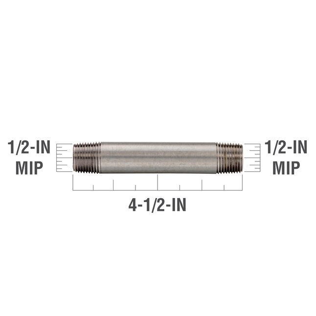 Boquilla galvanizada RELIABILT de 1/2 pulg. x 4-1/2 pulg.