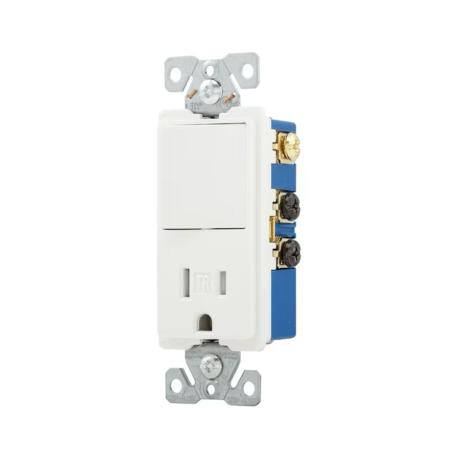 Eaton 15-Amp 120/125-volt Tamper Resistant Residential/Commercial Decorator Switch Outlet, White