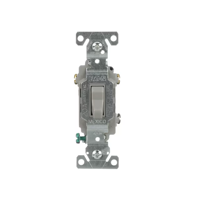 Eaton 20-Amp 3-Way Toggle Light Switch, Gray