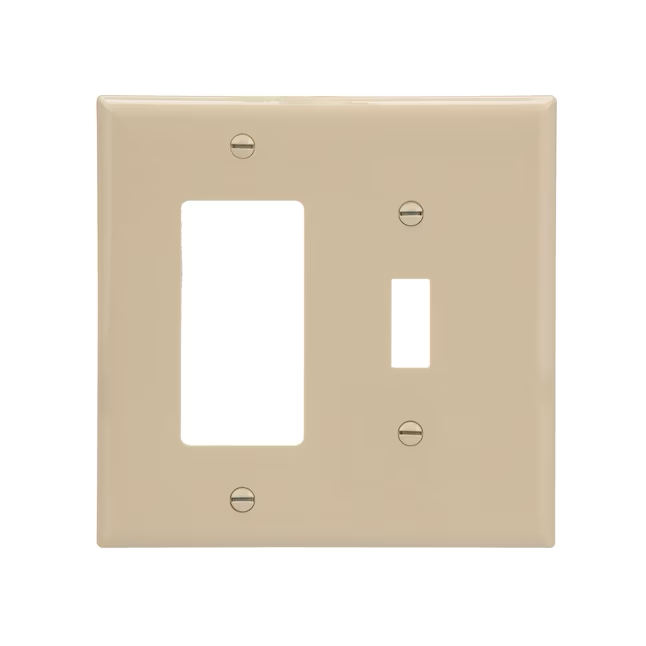 Eaton 2-Gang Midsize Ivory Polycarbonate Indoor Toggle/Decorator Wall Plate