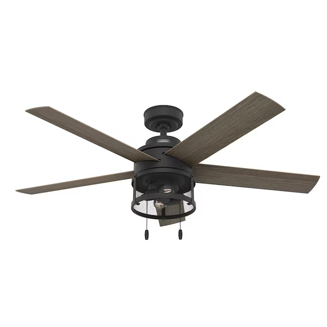 Hunter Staten 52-in Matte Black Indoor Ceiling Fan with Light (5-Blade)