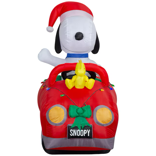 Peanuts 6-ft LED Snoopy & Woodstock in Car Christmas Inflatable