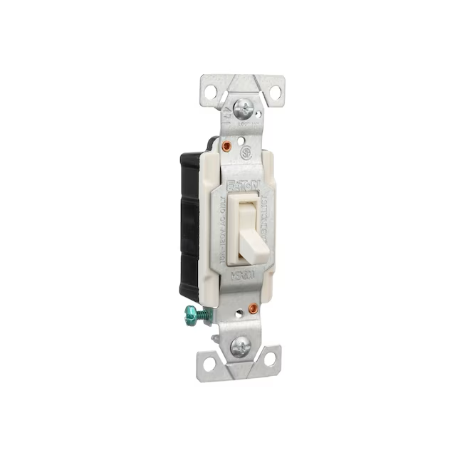 Eaton 15-Amp Single-Pole Illuminated Toggle Light Switch, Light Almond