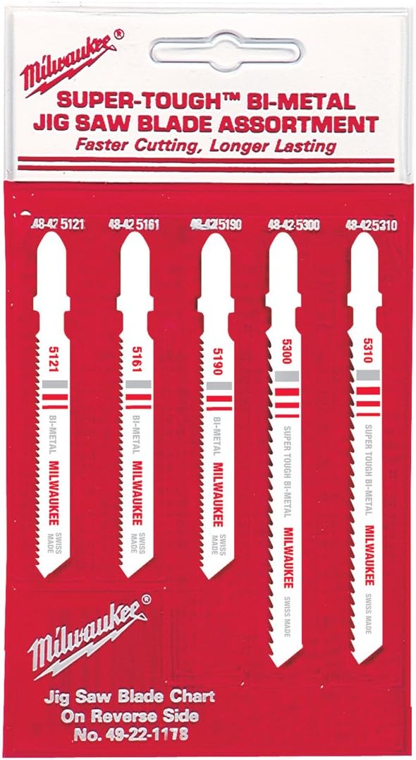 Milwaukee 49-22-1178 T-Shank Metal/Wood Cutting Jig Saw Blade Assortment, 5-Pack