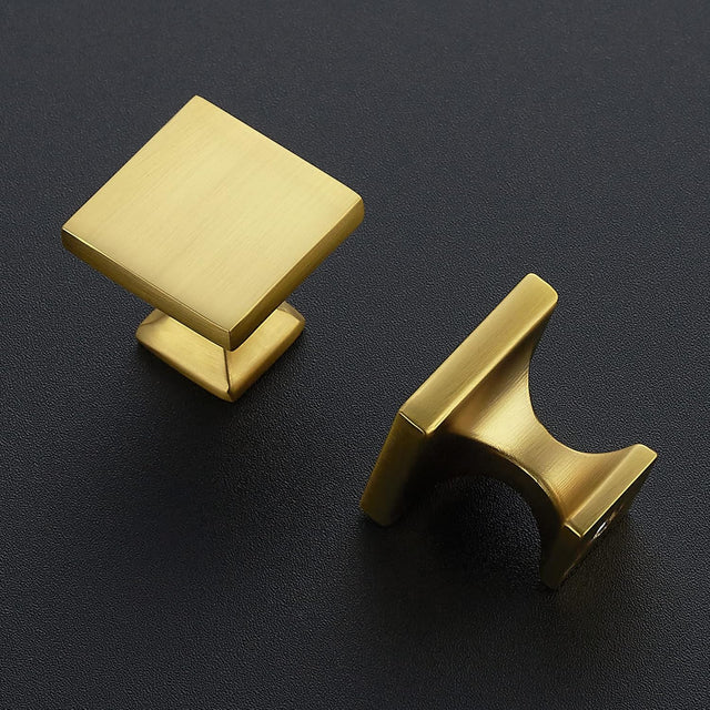 SABER SELECT  Brushed Brass Squared Cabinet Knobs (5-Pack)