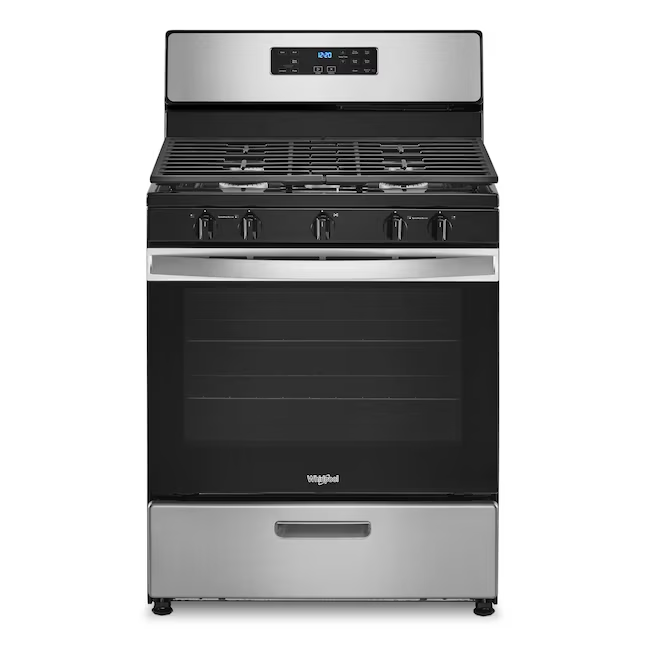 Whirlpool 30-in 5 Burners 5.1-cu ft Freestanding Natural Gas Range (Stainless Steel)