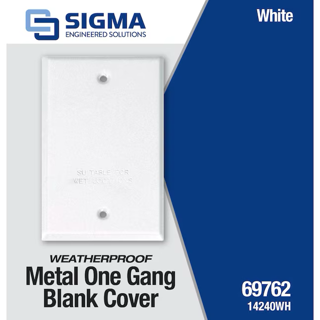 Sigma Engineered Solutions 1-Gang Rectangle White Metal Weatherproof Electrical Box Cover