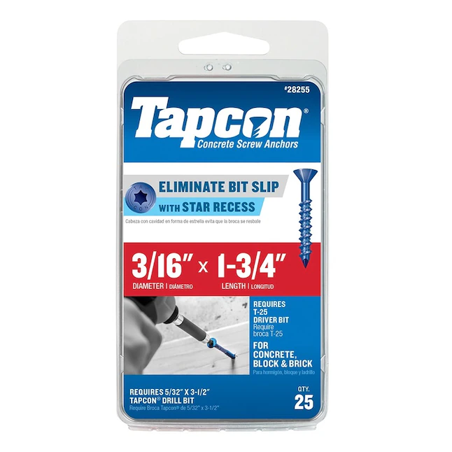 Tapcon 3/16-in x 1-3/4-in Concrete Anchors (25-Pack)