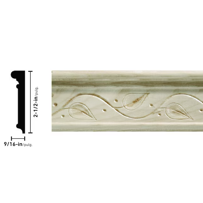 Molduras ornamentales Moldura para riel de silla de madera dura blanca de 2-1/2 pulgadas x 8 pies