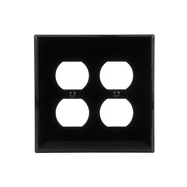 Eaton 2-Gang Midsize Black Polycarbonate Indoor Duplex Wall Plate