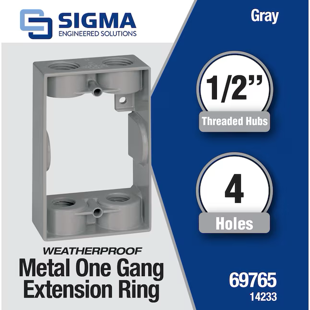 Sigma Engineered Solutions 1-Gang Metal Weatherproof New Work Box Extender Electrical Box