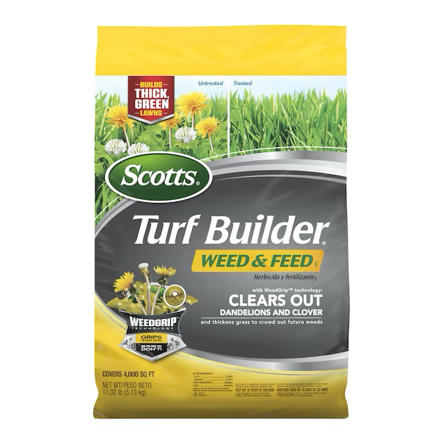 Scotts Turf Builder Weed and Feed5 11.32 lb 4000 pies cuadrados 28-0-3 Fertilizante multiuso para malezas y piensos