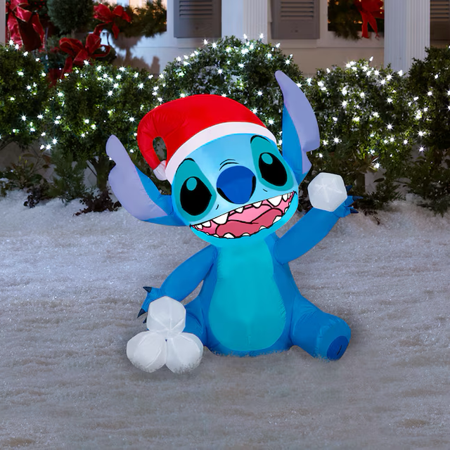 Disney 3-ft LED Stitch with Snowballs Christmas Inflatable