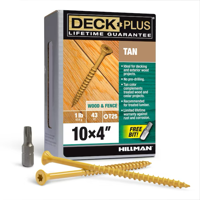 Deck Plus Tornillos para terrazas de madera a madera #10 x 4 pulgadas (43 por caja)