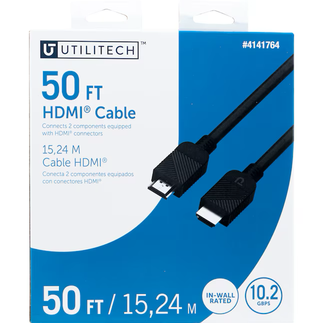 Cable HDMI a HDMI 1080P Utilitech de 50 pies, color negro