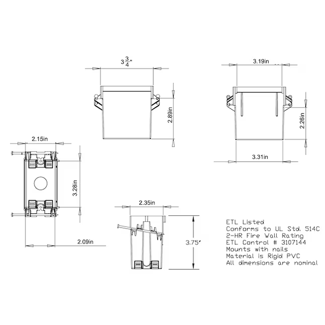 CANTEX 1-Gang PVC New Work Switch/Outlet Electrical Box