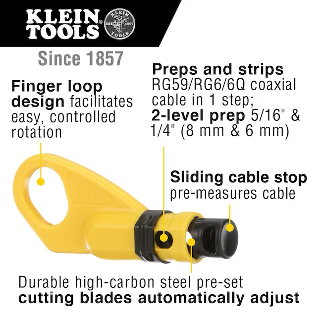 Juego de herramientas de instalación de cable coaxial de Klein Tools con estuche con cierre Kit de herramientas de compresión coaxial