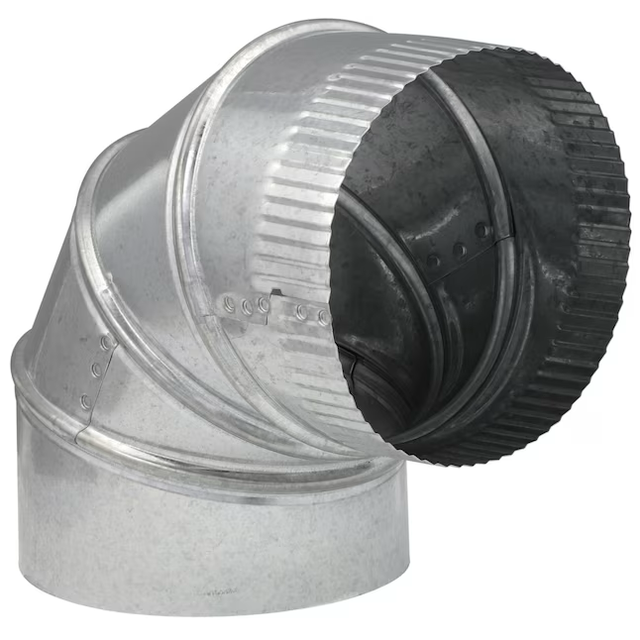 IMPERIAL 5-in 30 Gauge Galvanized Steel Round Adjustable 90 Degree Duct Elbow