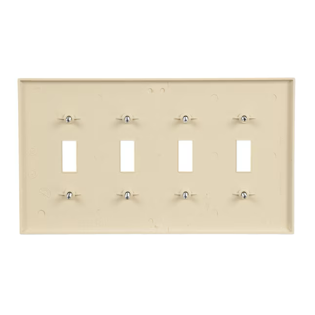 Eaton 4-Gang Midsize Ivory Polycarbonate Indoor Toggle Wall Plate