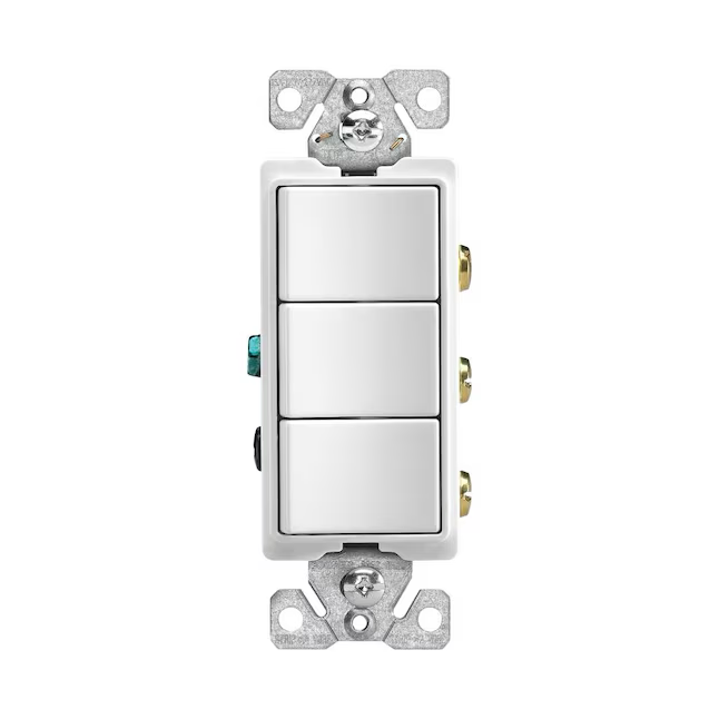 Eaton 15-Amp Single-Pole Rocker Light Switch, White