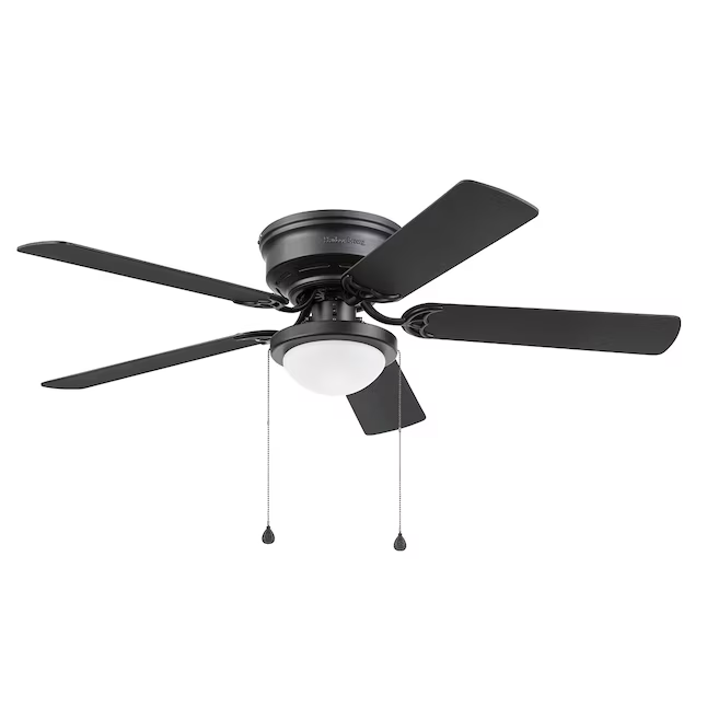 Harbor Breeze Armitage 52-in Matte Black Indoor Flush Mount Ceiling Fan with Light (5-Blade)