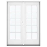 JELD-WEN 60-in x 80-in Low-e External Grilles Primed Steel French Left-Hand Inswing Double Patio Door