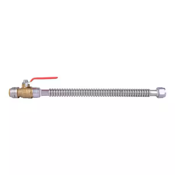 SharkBite Max Brass 3/4 in. FIP x 3/4 in. Push-Fit Ball Valve Corrugated Water Heater Connector (18" Length)