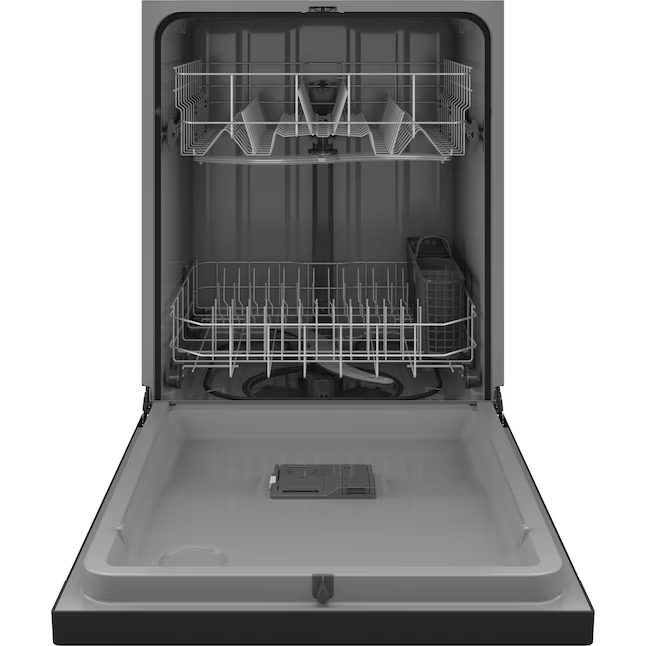 GE Dry Boost 24-in Front Control Built-In Dishwasher (Black), 60-dBA Standard Sound Level