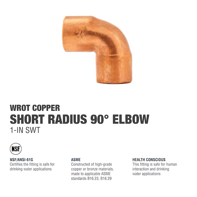 Streamline 1-in 90-Degree Copper Short Radius Elbow