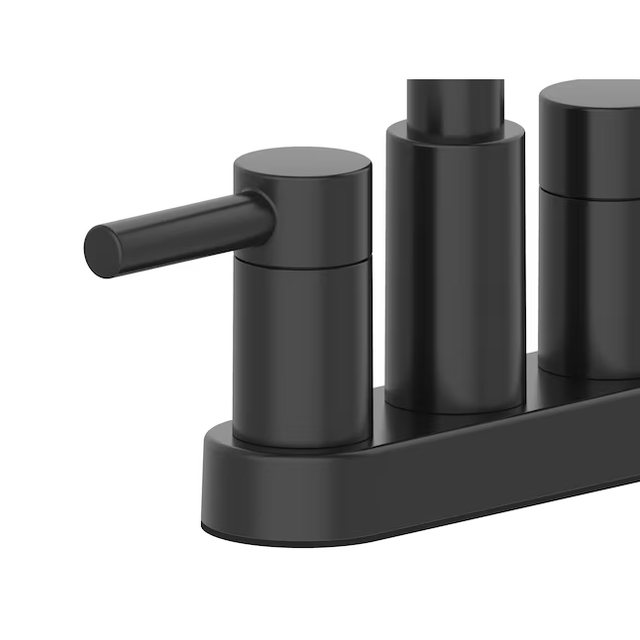 allen + roth Harlow Matte Black 4-in centerset 2-Handle WaterSense Bathroom Sink Faucet with Drain and Deck Plate