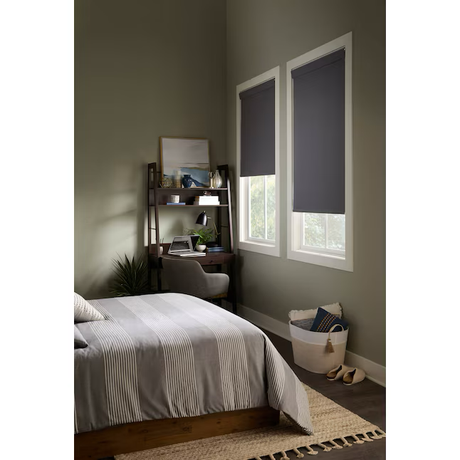 Allen + Roth Persiana enrollable inalámbrica para oscurecimiento de habitaciones, color gris, 36 x 72 pulgadas