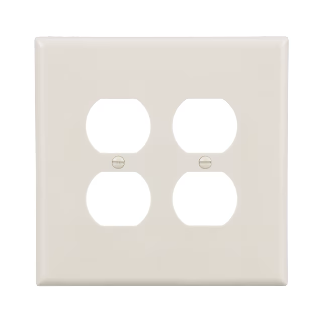 Eaton Placa de pared dúplex para interiores de plástico color almendra claro, tamaño jumbo, 2 unidades