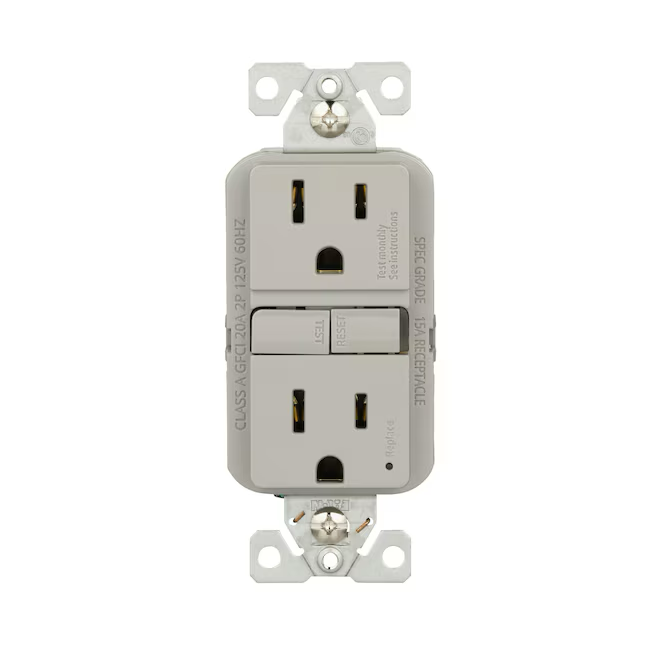 Eaton 15-Amp 125-volt GFCI Residential Decorator Outlet, Gray