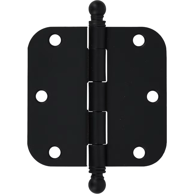 Bisagra para puerta interior embutida negra mate RELIABILT de 3-1/2 pulg. de alto x 5/8 pulg. de radio (paquete de 3)