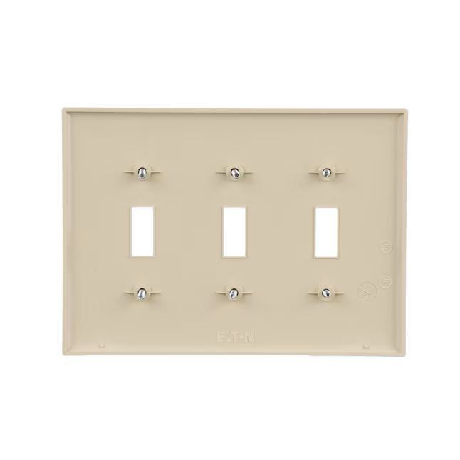 Eaton 3-Gang Midsize Ivory Polycarbonate Indoor Toggle Wall Plate