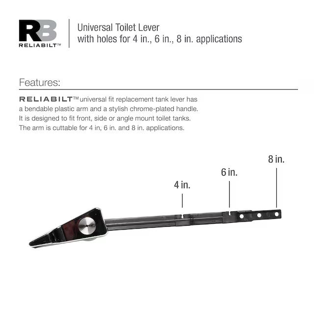 RELIABILT 4-in/6-in/8-in cuttable Front/side/neo-angle Mount White Universal Fit Handle with Lever