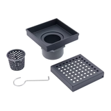 Oatey Vivante 4-in Matte Black Square Shower Drain with Square Pattern